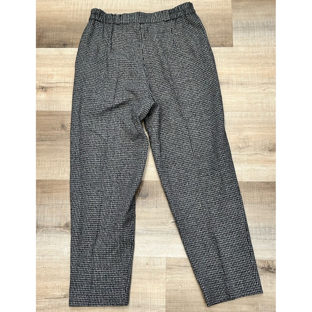 VTG Wool Blend Houndstooth‎ Pants Grandma Academic Pleated High Waist Small 4/6 - Picture 2 of 12